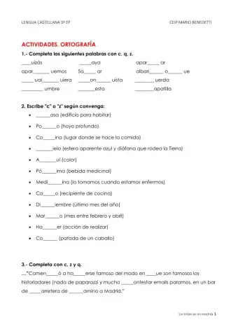 Ortografía c, z y q