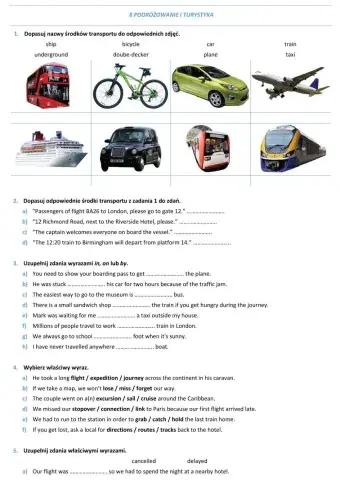 E8 U8 Podróżowanie i turystyka Vocabulary