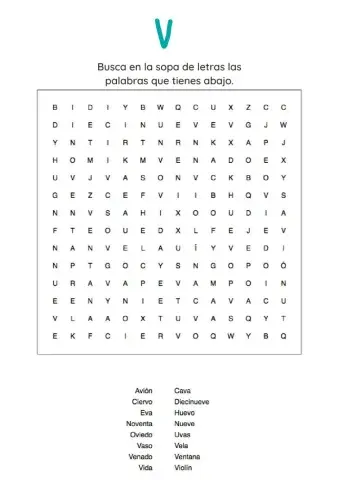 Sopa de letras letra V