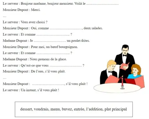 Commander au Restaurant - Completez