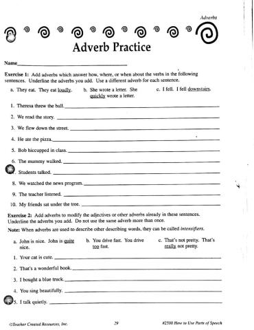 Adverbs Practice