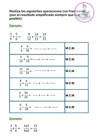 Operaciones con fracciones