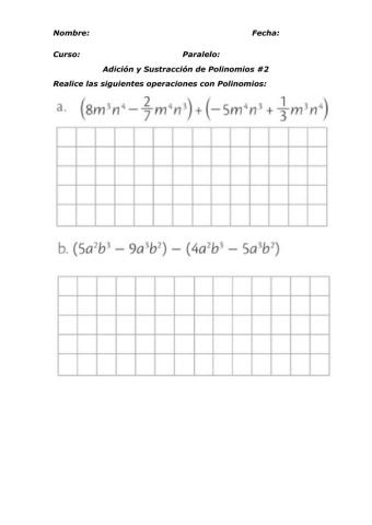 Adición y Sustracción de Polinomios