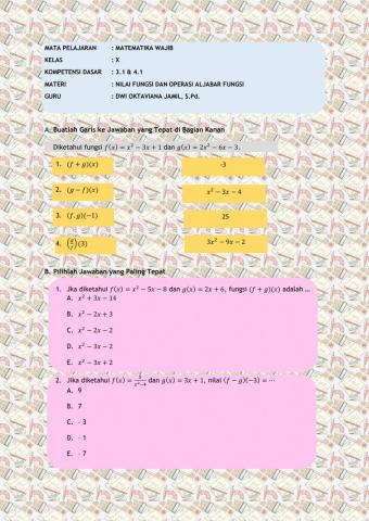 Operasi Aljabar Fungsi