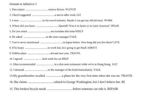 Gerund and infinitives 3
