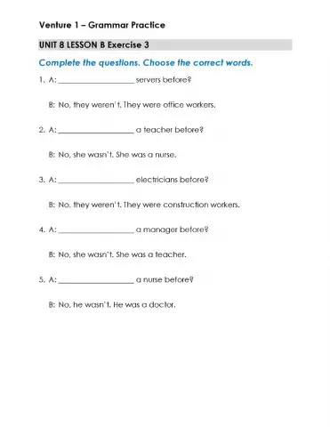 Questions about Jobs - Grammar Practice