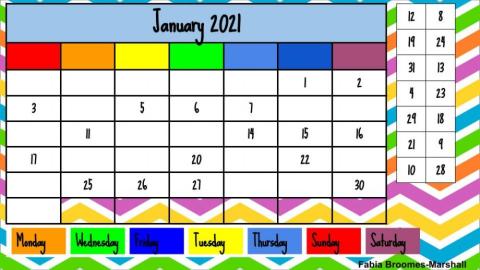 Calendar Work January 2021