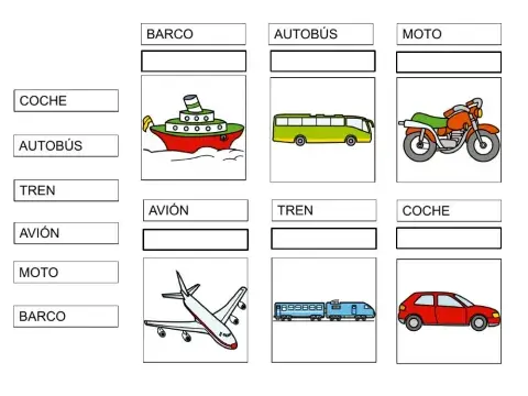 Asociar palabras vehículos