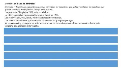 Ejercicios en el uso del paréntesis