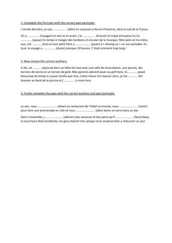 Gap-fill past holidays