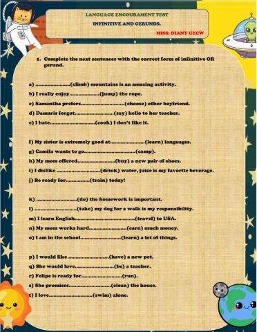 Infinitive and gerunds mixed