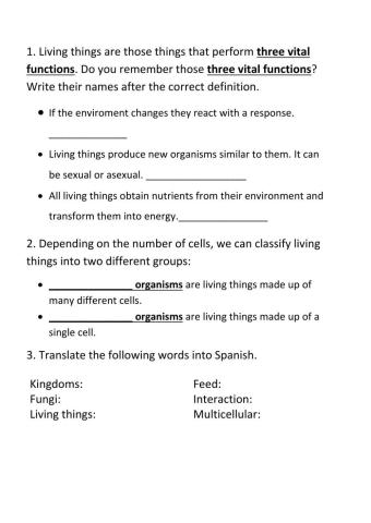 Review living things