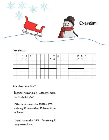 Inmultirea de factori cu 2 cifre