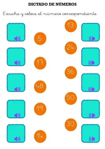 Dictado números hasta el 50