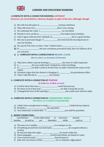 Linking  words activities