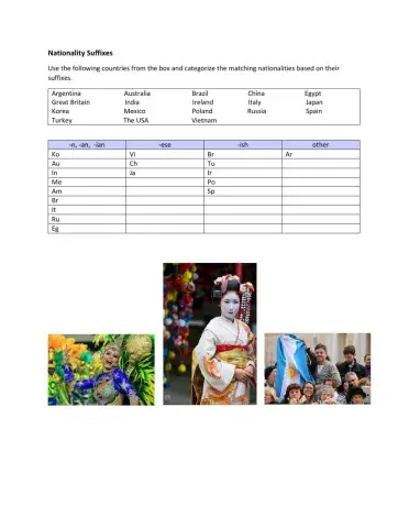 Nationalities and suffixes