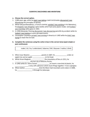 Scientific discoveries and inventions