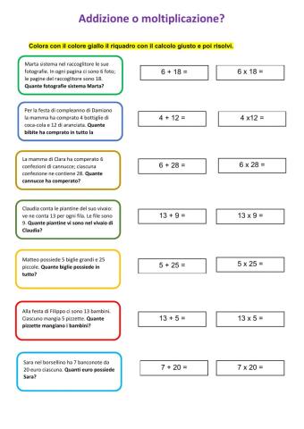 Addizione o moltiplicazione?