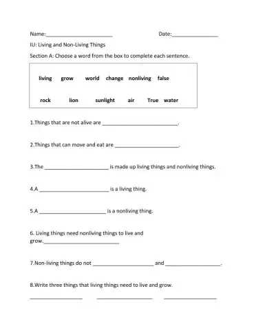 Living and nonliving things