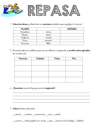 Repaso Lengua 3º primer trimestre