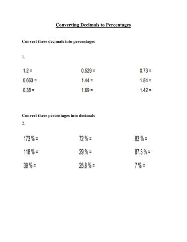 Decimal and percents