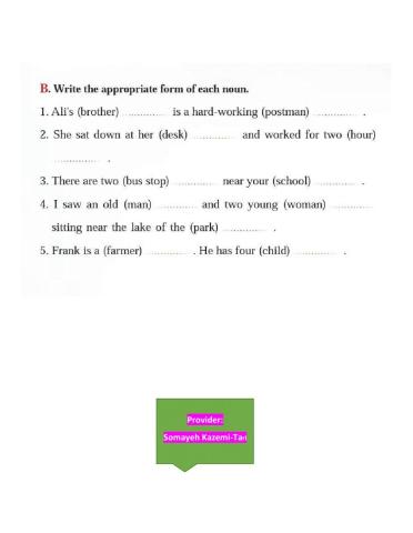 Singular vs. plural nouns, grade 10, lesson 1