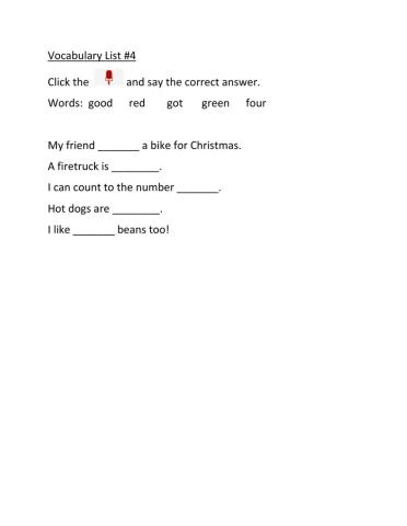 Sight Word Vocabulary