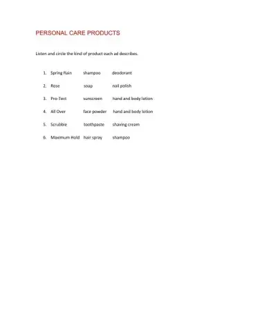 Personal care products. Listening