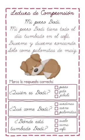 Lectura de Comprensión. Mi Perro Dodi.