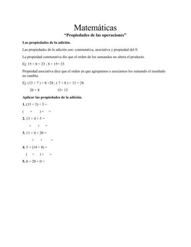 Propiedades de las operaciones