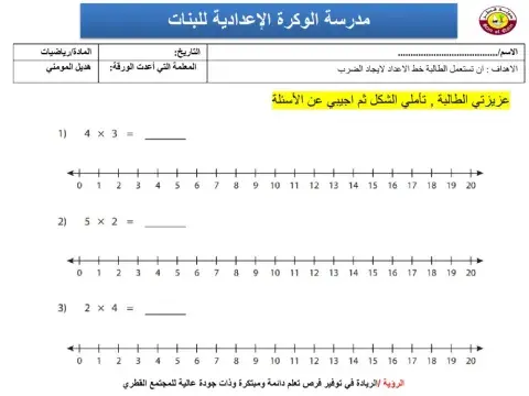 الضرب باستخدام خط الاعداد