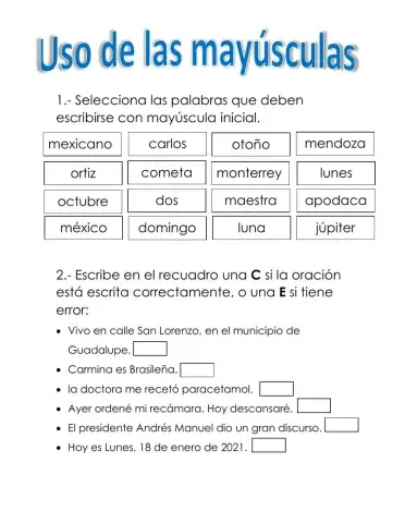 Uso de mayúsculas