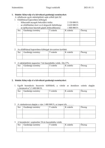 Tárgyi eszköz-Számonkérés 14.b