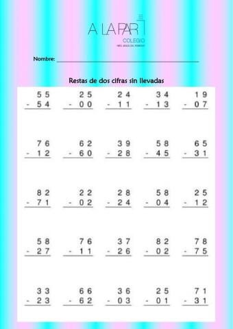 Restas de dos cifras sin llevadas