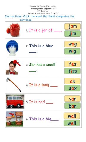 Lesson 4 Day 1: minimal pairs