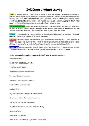 Zvláštnosti větné stavby