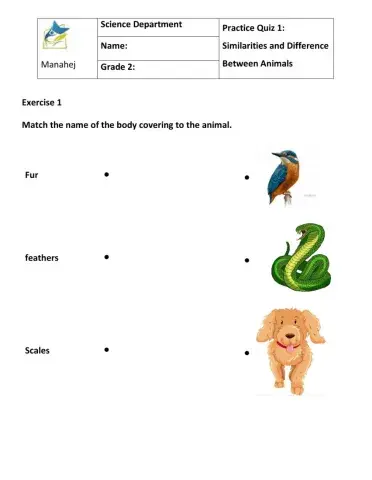 G2 Practice Quiz Similarities and Difference Between Animals
