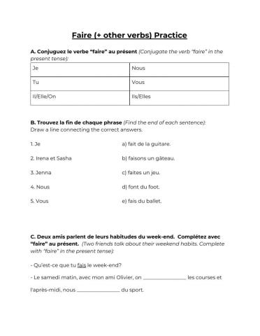 Faire & Activities Practice