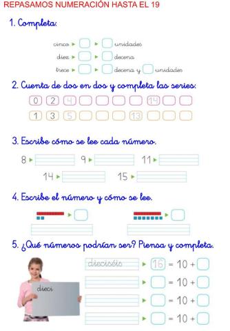 Repasamos numeración hasta el 19