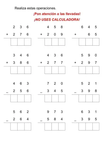 Sumas y restas miercoles 13