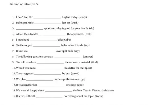 Gerund and infinitives 5