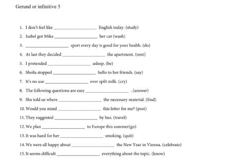 Gerund and infinitives 5