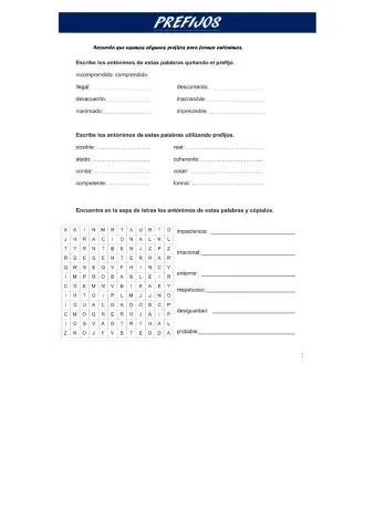 Prefijos para formar antónimos