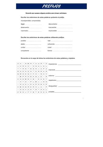 Prefijos para formar antónimos
