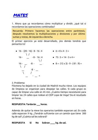 Operaciones combinadas y problema