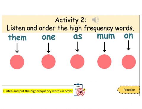 High frequency words them,as,mum,on,one