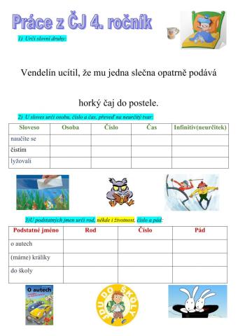 Práce z českého jazyka pro čtvrťáky
