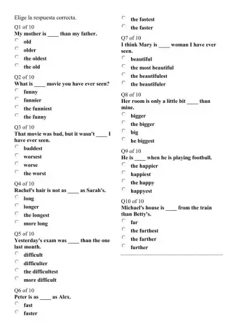 Comparativos, y Superlativos