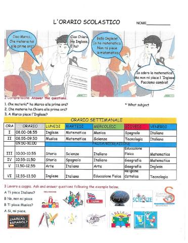 6th gr orario scolastico Listen and Repeat