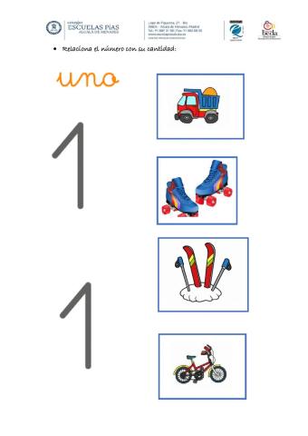 Relaciona número 1 con su cantidad